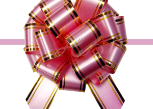 20 Loops Gold Wired Solid Pink Pom Pom Pull Bow