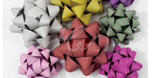 Good Quality Assorted Color Self-adhesive Glittering Matte Star Bows