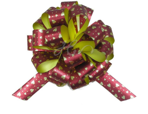 Boutique Gift Decorative Rred Heart Printed Pom Pom Pull Bows