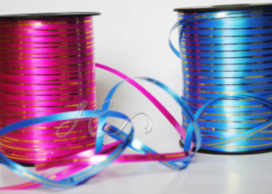 Festival Gift Decorative Solid Color with Gold Line Curly Ribbon Spool